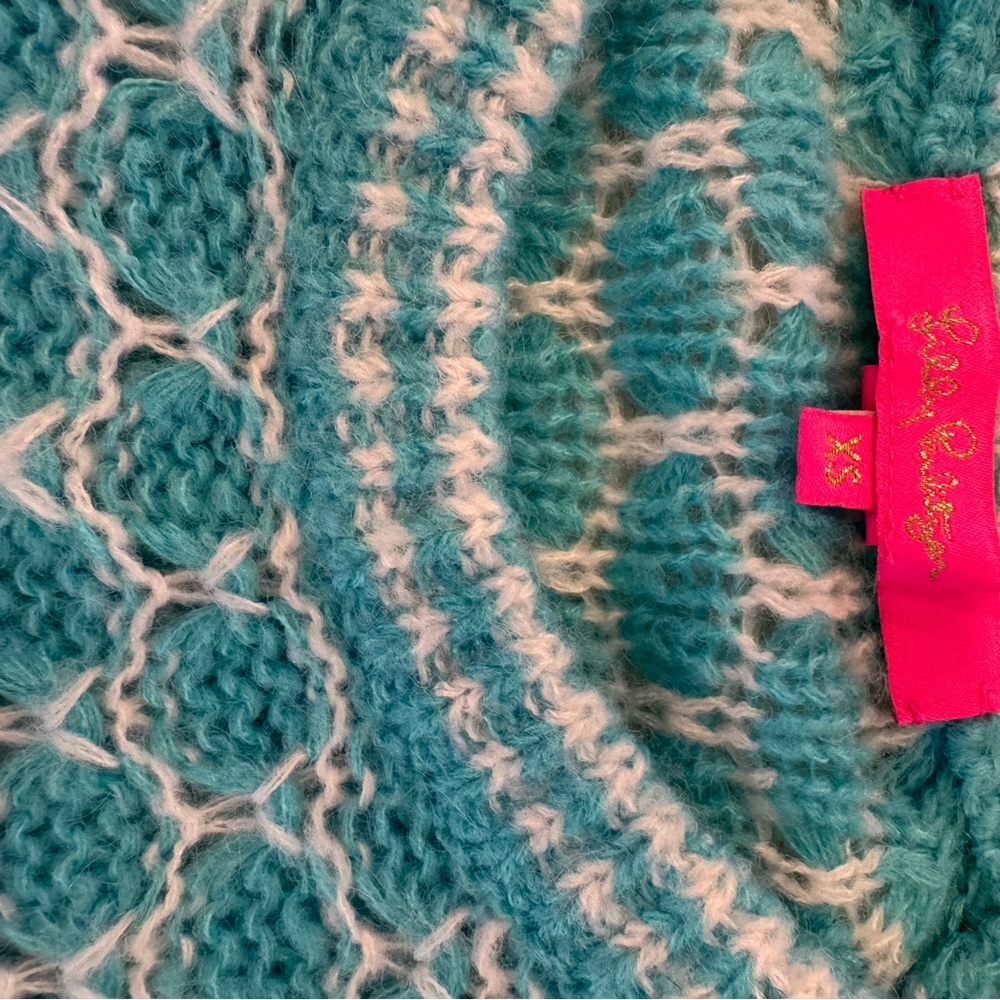 Lilly Pulitzer Teal and White Knit Sweater
